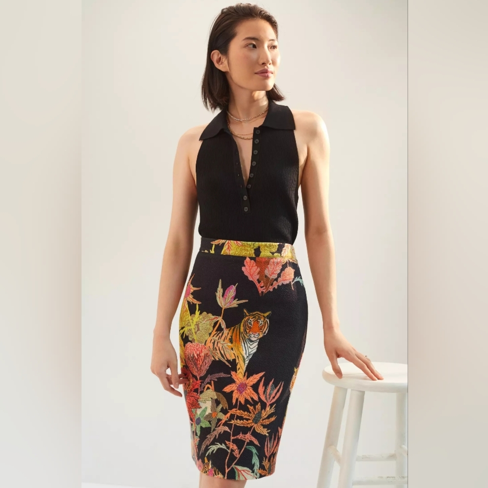 NWT Anthropologie Michelle Morin Tiger Knit Mini Skirt Size XXS